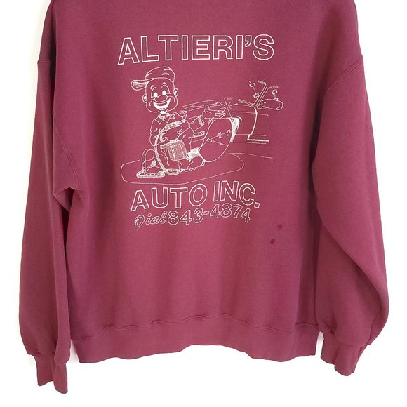 Vtg Altieri's Auto Inc Graphic Sweatshirt Men's XL? Maroon Lee Pullover - Picture 10 of 14